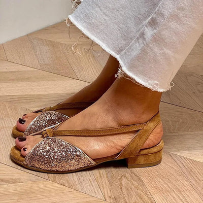 MARTINA | Sandali scintillanti con glitter e suola bassa per uno stile elegante e confortevole