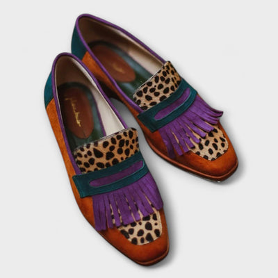 Fallon – Mocassini Marroni con Motivo Leopardato