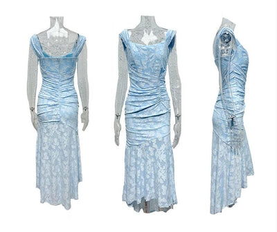 Giada™ | Abito maxi floreale blu