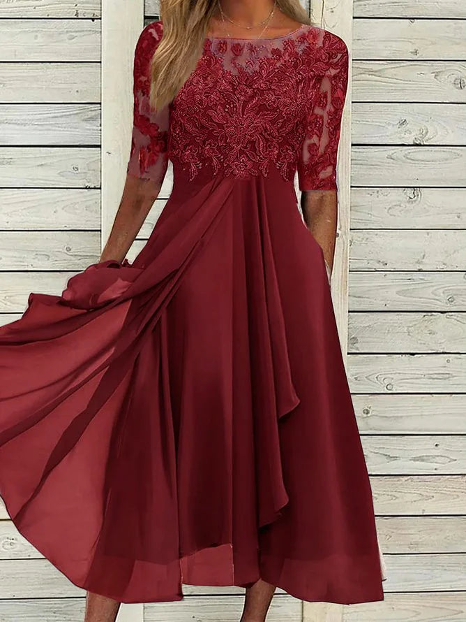 Taryn® | Elegante Abito Midi in Pizzo