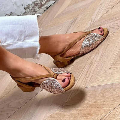 MARTINA | Sandali scintillanti con glitter e suola bassa per uno stile elegante e confortevole