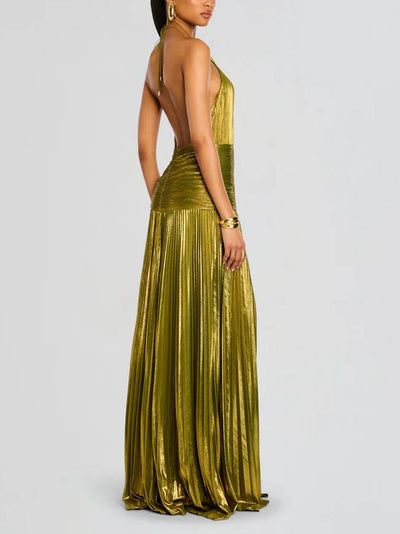 Bianca™ | Abito maxi metallizzato peridoto