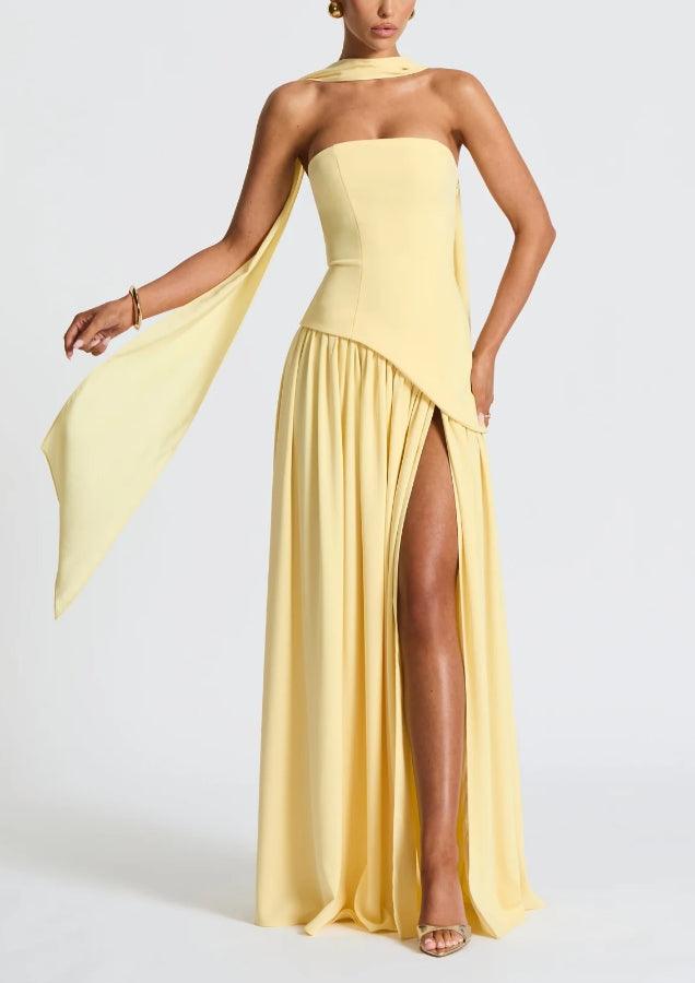 Serena™ | Abito maxi con spacco e nastro