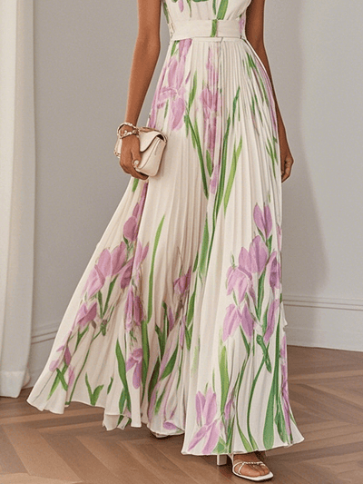 Francesca™ | Abito maxi in chiffon plissé