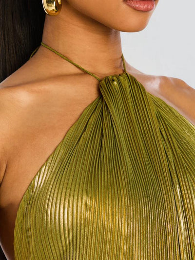 Bianca™ | Abito maxi metallizzato peridoto