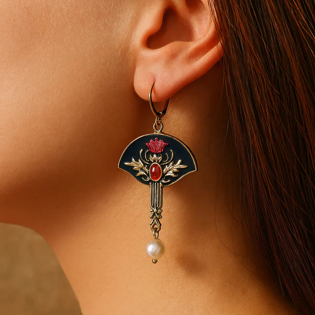 Orecchini vintage in perle rosse