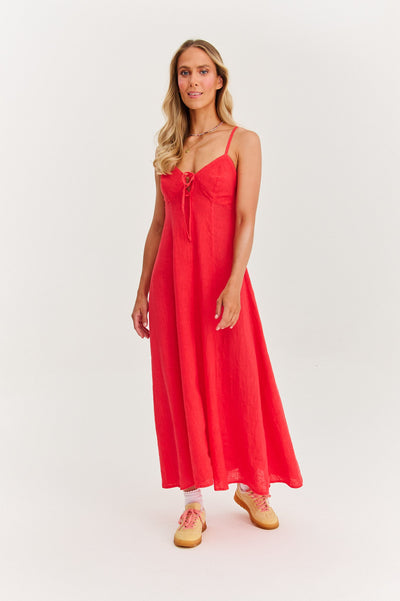Maxi abito senza spalline di Red Spell
