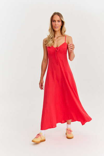 Maxi abito senza spalline di Red Spell
