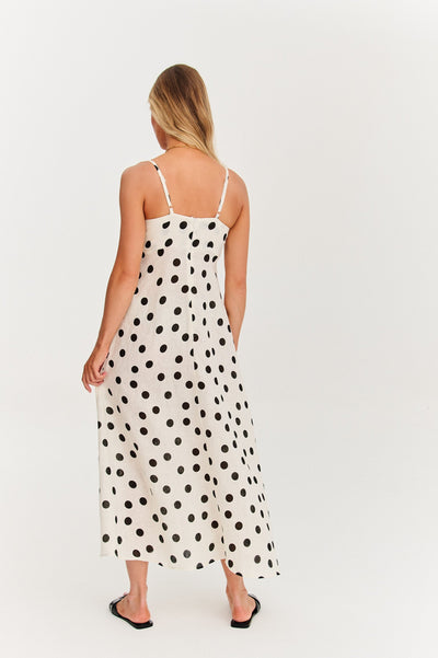 Summer Dots | Maxi abito senza spalline