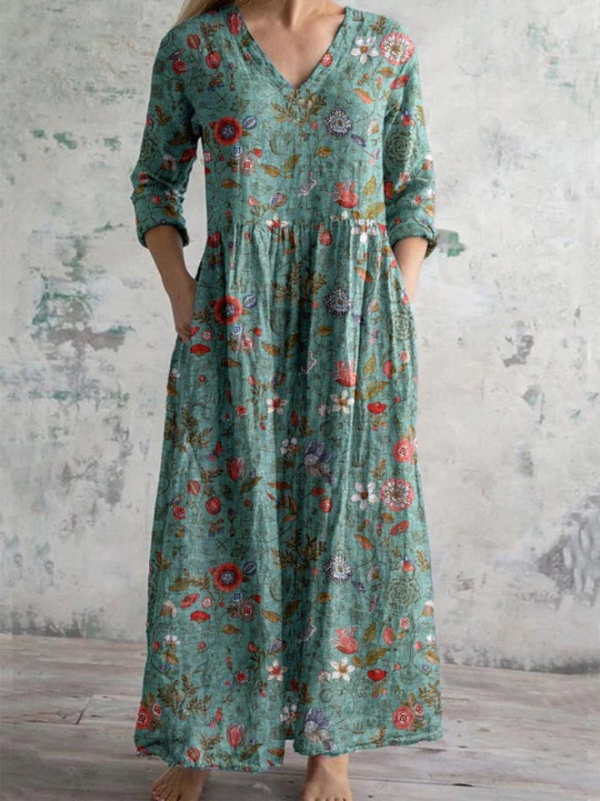 Elisabetta | Abito maxi con stampa floreale vintage