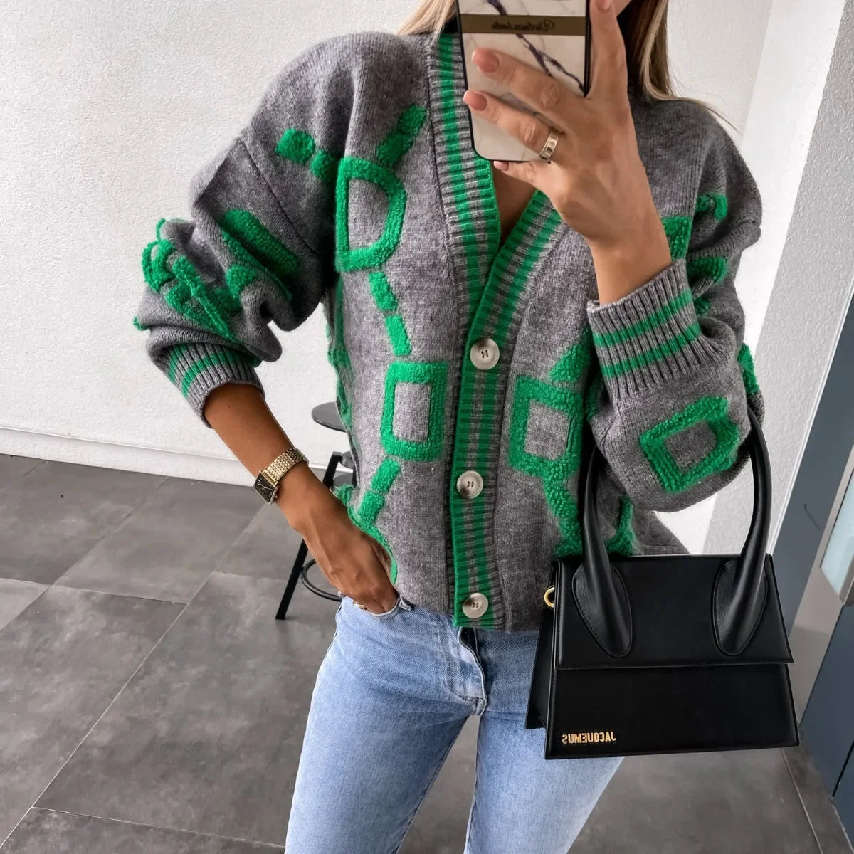 Nanette | Gilet trendy con design geometrico