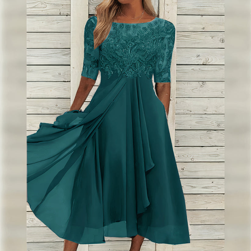 Taryn® | Elegante Abito Midi in Pizzo