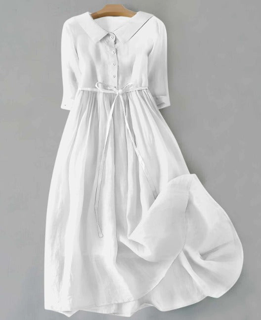 Doro - Abito Elegante a Maniche Corte con Lacci in Vita