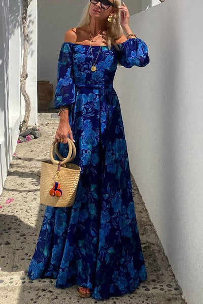 Francesca - Vestito lungo floreale con spalle scoperte