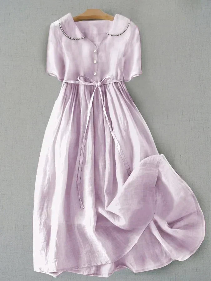 VIVIAN | Vestito Elegante in Cotone e Lino a Manica Media