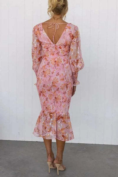 Melissa - Midi Dress with Floral Ruffles