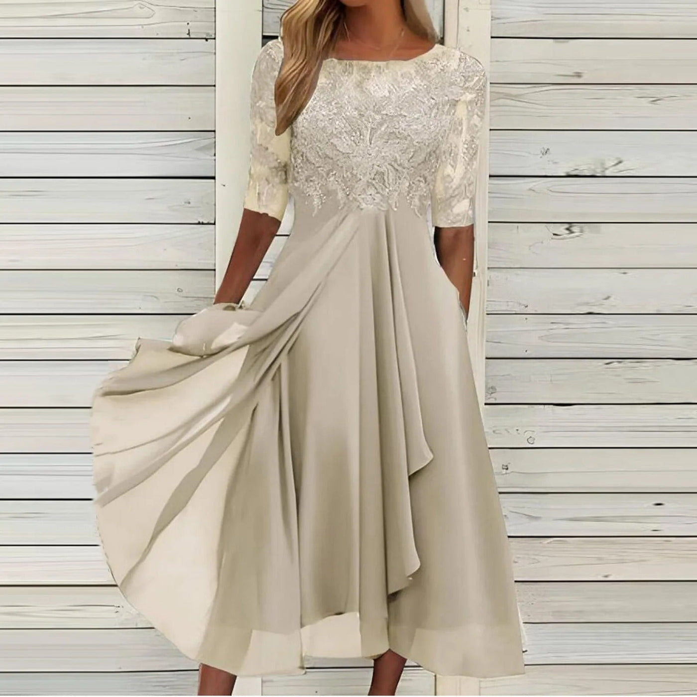 Taryn® | Elegante Abito Midi in Pizzo