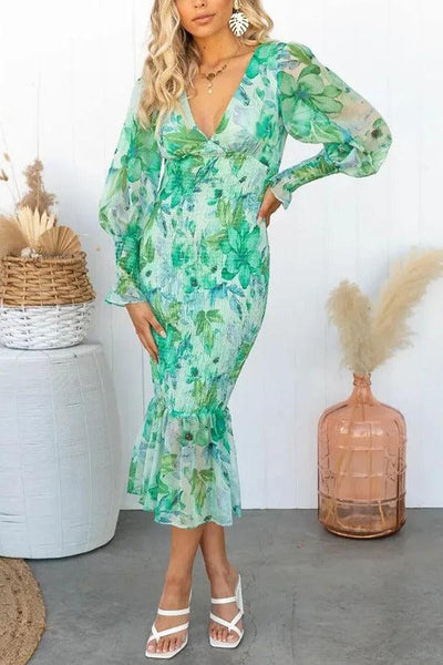 Melissa - Midi Dress with Floral Ruffles