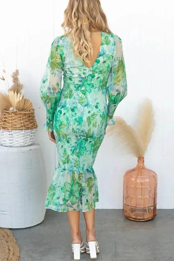 Melissa - Midi Dress with Floral Ruffles
