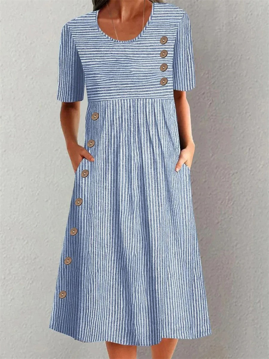 Lemoine | Lenna Robe Midi En Coton Rayé