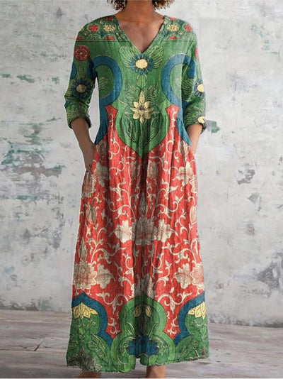 Elisabetta | Abito maxi con stampa floreale vintage