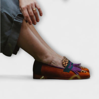 Fallon – Mocassini Marroni con Motivo Leopardato