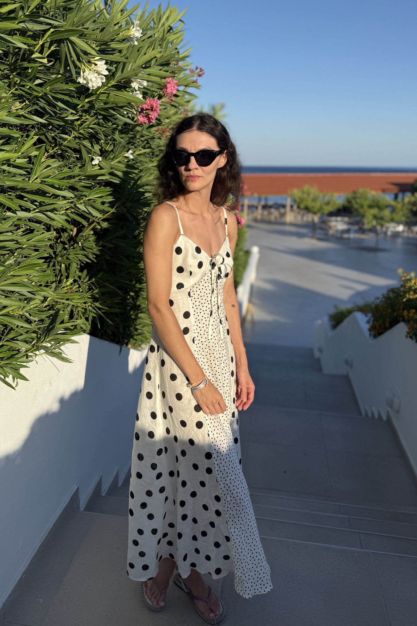 Summer Dots | Maxi abito senza spalline