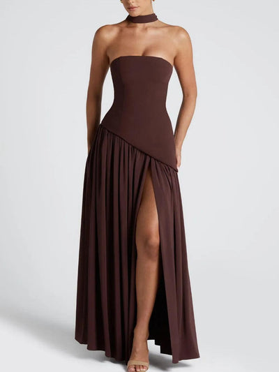 Serena™ | Abito maxi con spacco e nastro