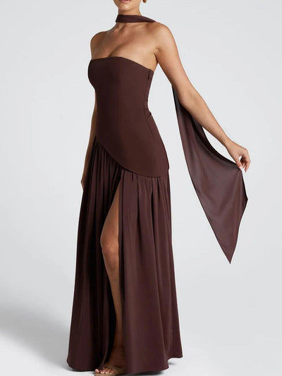 Serena™ | Abito maxi con spacco e nastro
